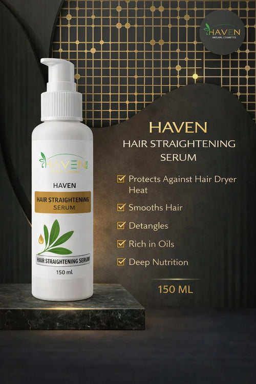 Hair straightening serum bottle 150ml with natural ingredients, protects against heat and smooths hair